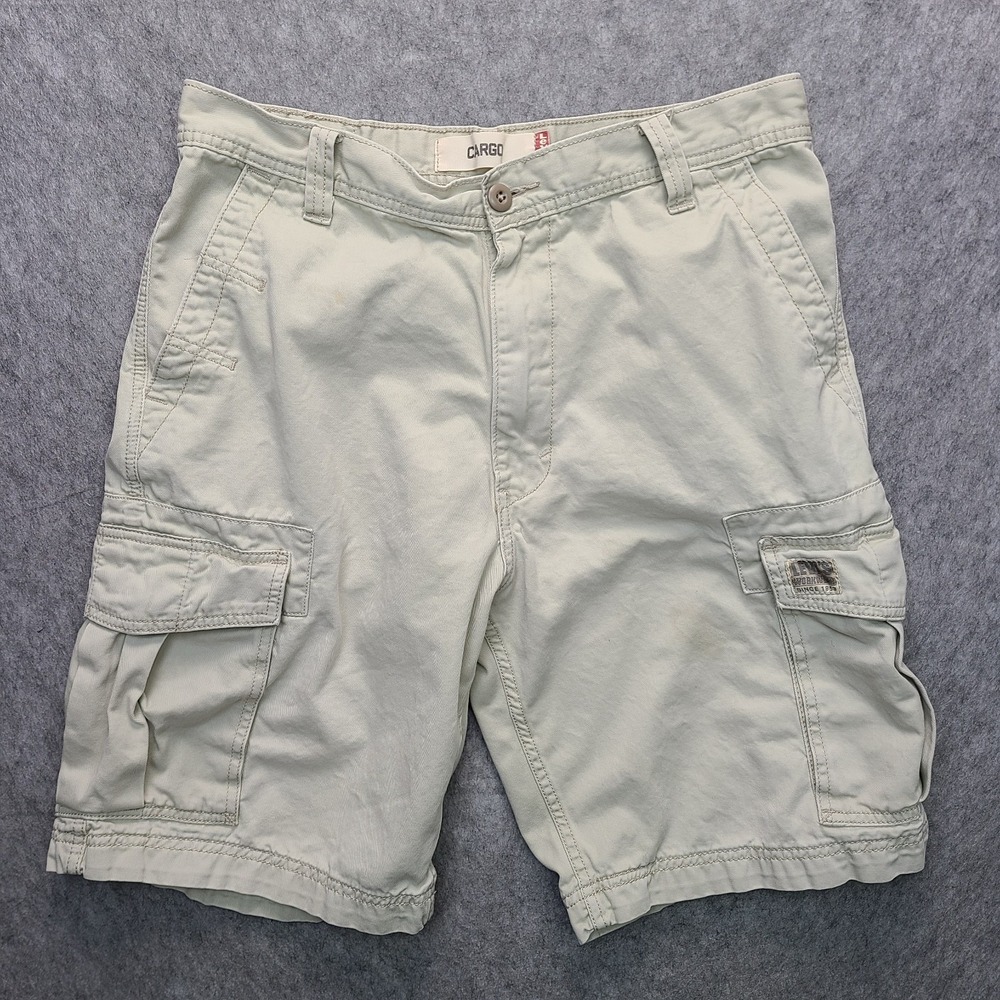 Levis Cargo Workwear‎ Shorts Mens 34x10 Beige Black Bat Wing Y2K